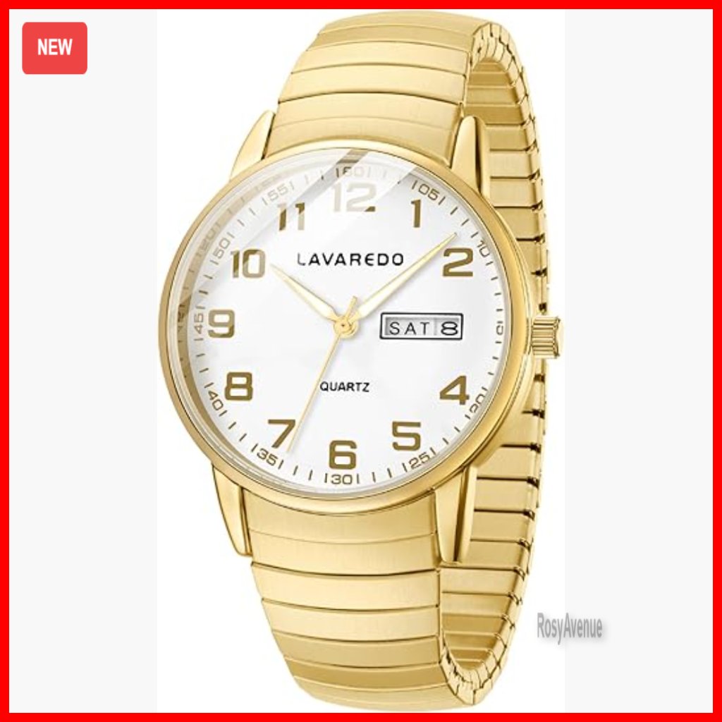 Men's Stainless Steel Analog Watch, Water Resistant, Easy Read Dial, Expansion